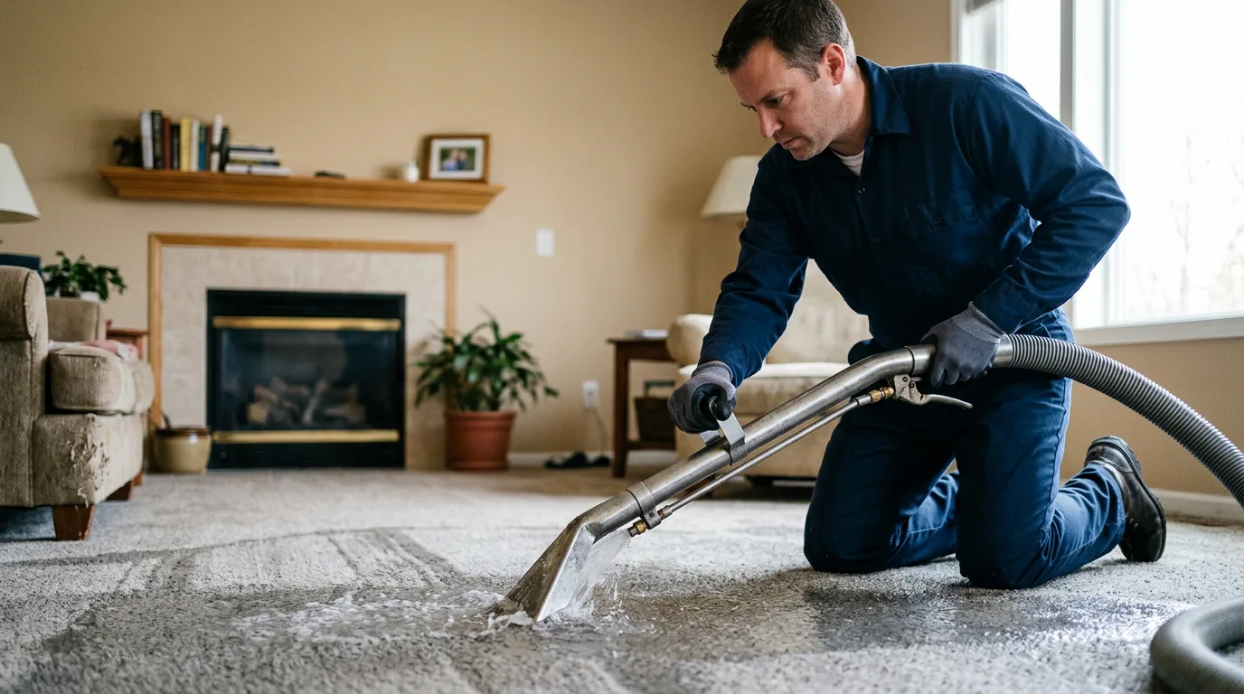 Water damage restoration technician working near Rutland, IL